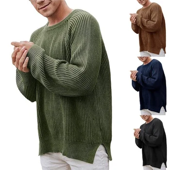 2023 Novi džemper, muška jesenski вязаная majica za posadu, casual однотонный pulover, veste, casual džemper za muške odjeće