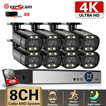 8-kanalni video nadzor komplet DVR 4K full color kit sustava za video nadzor za noćni vid, AHD, vanjski vodootporni komplet sustava za video nadzor