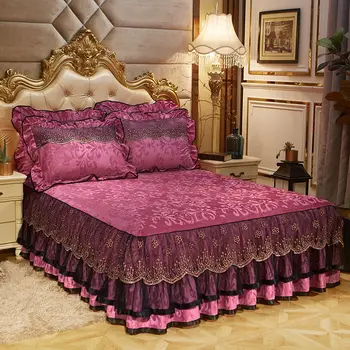 RainFire 3 kom., Kućni Prekrivač za krevet, Suknja za Nakit queen-Size kreveta, Glatka Pamučne Plahte za krevet veličine Queen/King Size