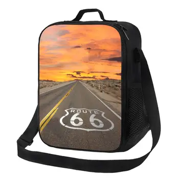 Route 66 Izolirane torbe za ланча za škole, ureda, na cestama SAD-a, prijenosni hladnjak, termalni ručak-boks za žene i djecu